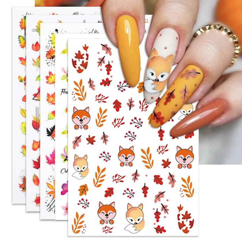 Autumn Bliss Nail Art Stickers - 5 Sheet Thanksgiving Decals