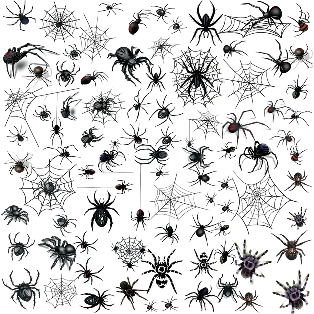 XIYOKA 80+ PCS Halloween Spider Web Temporary Tattoos Halloween Makeup Kit for Women Adults Halloween Face Tattoos Realistic 3D Spider Web Fake Tattoos for Kids Halloween Temporary Tattoos