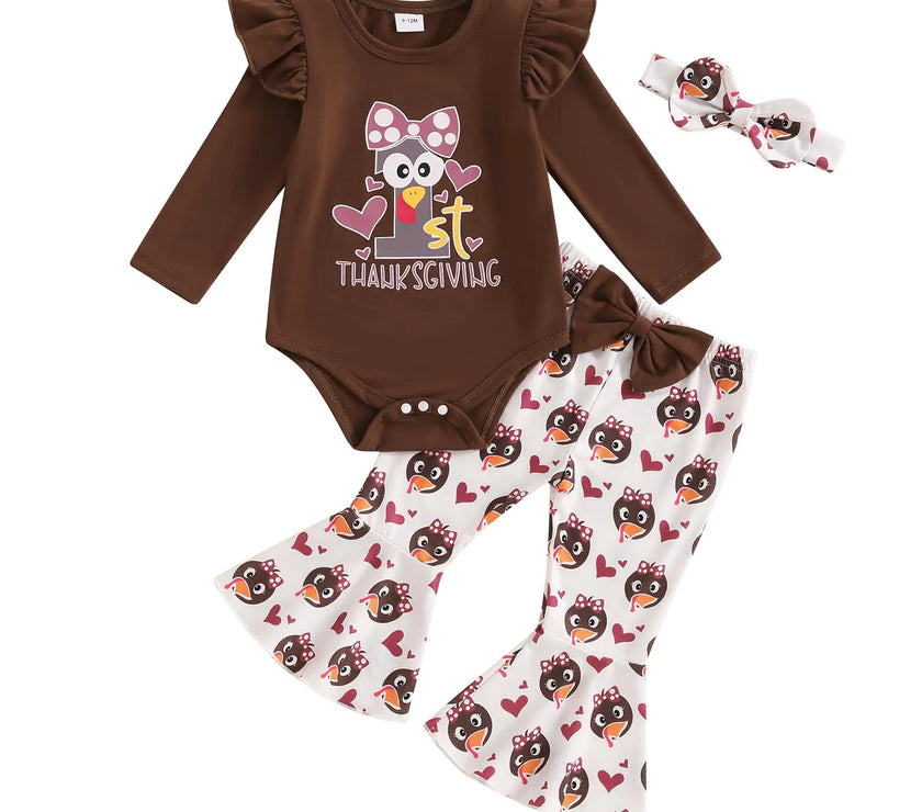 First Thanksgiving Baby Girl Ruffle Outfit