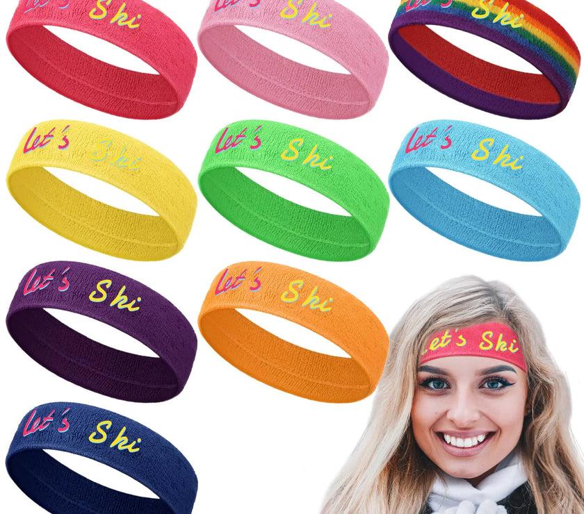 Retro Ski Party Headbands - 9 Pcs Neon