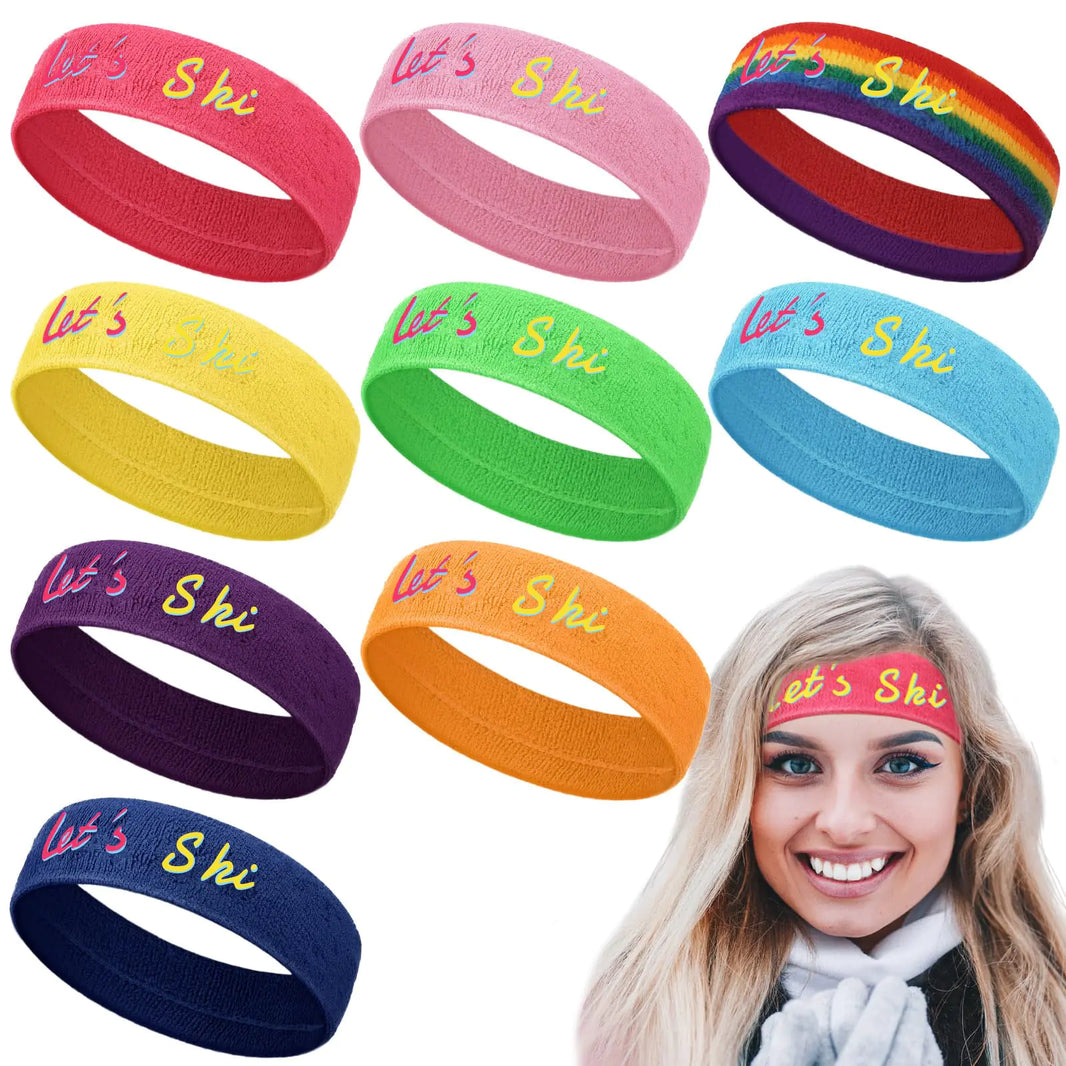 Retro Ski Party Headbands - 9 Pcs Neon