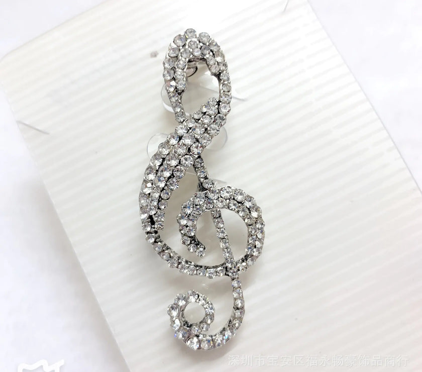 Chic Music Note Pin with Sparkles
