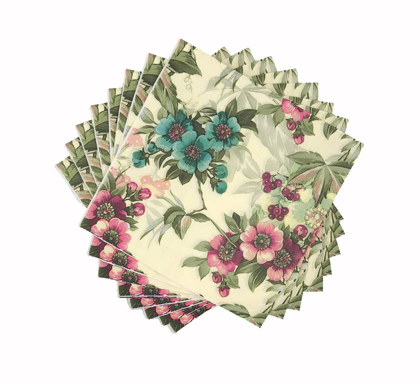 Garden Charm Floral Napkins - 20 Pack
